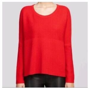 Helmut Lang Orange Wool Rib High Low Sweater